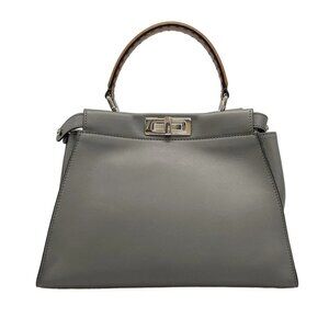 FENDI Peek-A-Boo Iconic Medium (Women's) 8BN290 Gray Brown Leather - Handbag